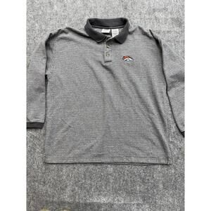 Vintage 90s Denver Broncos Striped Rugby Polo Shirt Large John Elway